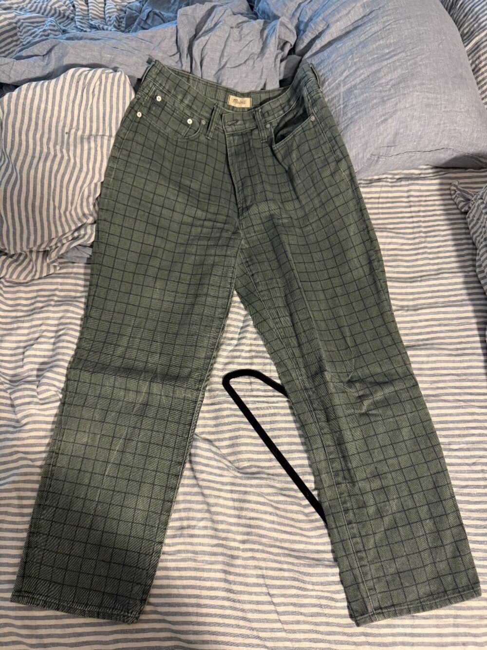Madewell olive green jeans with black squares - size 31